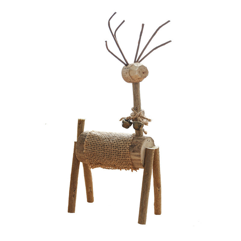 Adornos de ciervo de madera maciza para decoración navideña