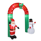 Arco Inflable Navideño con Papá Noel y Muñeco de Nieve