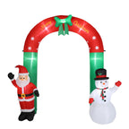 Arco Inflable Navideño con Papá Noel y Muñeco de Nieve